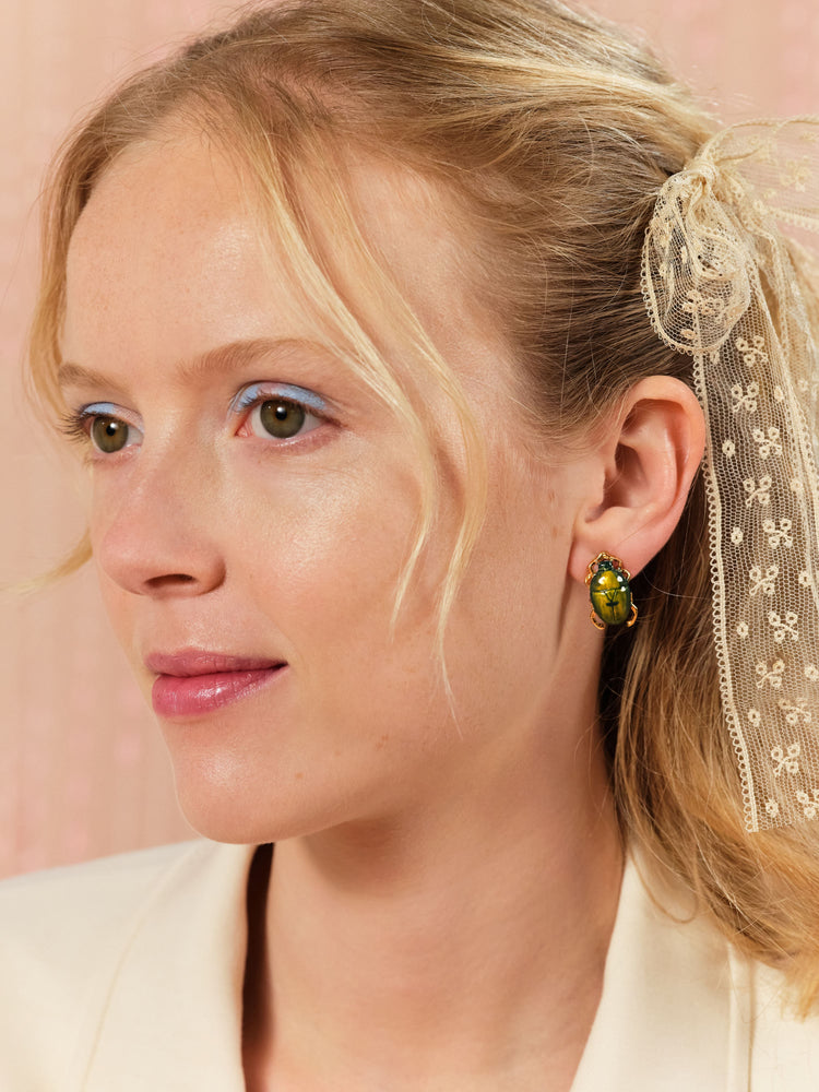 Iridescent Scarab Beetle Post Earrings