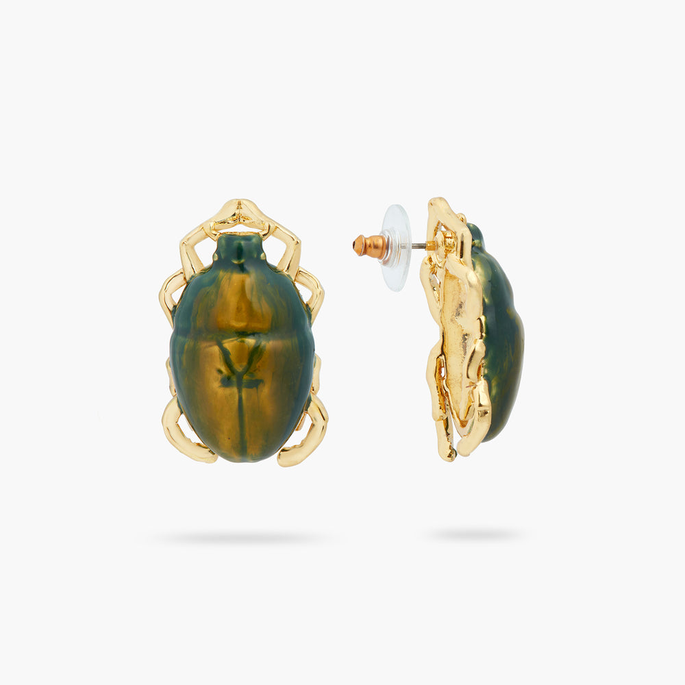 
            
                Load image into Gallery viewer, Iridescent Scarab Beetle Post Earrings
            
        
