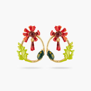 
            
                Load image into Gallery viewer, Ephemeral Flower and Scarab Beetle Post Hoop Earrings
            
        