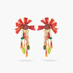 Ephemeral Flower and Scarab Beetle Post Dangling Earrings
