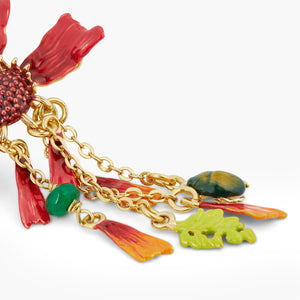 Ephemeral Flower and Scarab Beetle Post Dangling Earrings