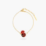 Flowers and Round Faceted Glass Stone Fine Bracelet