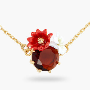 Flowers and Round Faceted Glass Stone Fine Bracelet