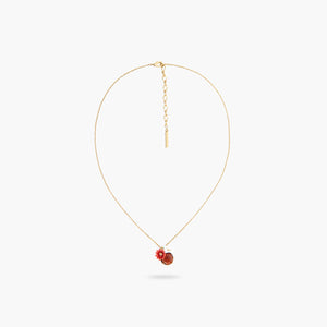 Two Flowers and Faceted Glass Pendant Necklace