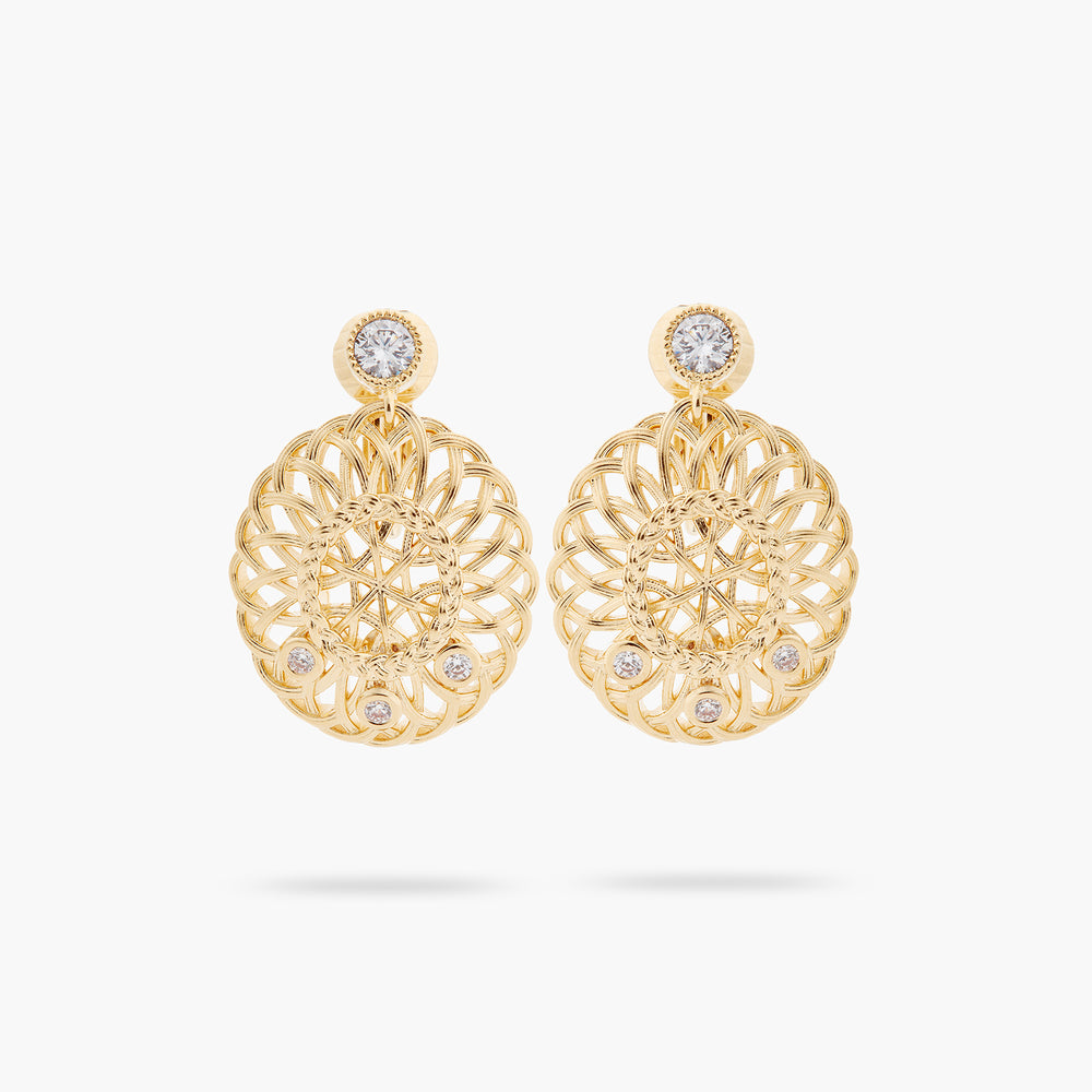 Oval Interwoven Wicker and Crystal Clip-On Earrings