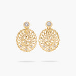 Oval Interwoven Wicker and Crystal Clip-On Earrings