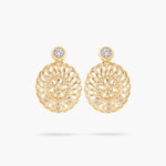 Oval Interwoven Wicker and Crystal Post Earrings
