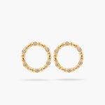 Woven Basketry Circle and Crystal Post Earrings