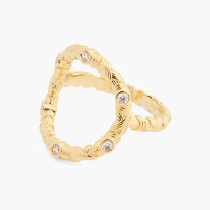 Woven Basketry Circle and Crystal Ring