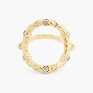 Woven Basketry Circle and Crystal Ring