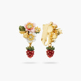 Wild Strawberry and Strawberry Flower Clip-On Earrings