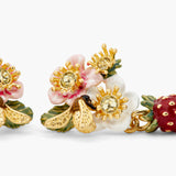 Wild Strawberry and Strawberry Flower Clip-On Earrings