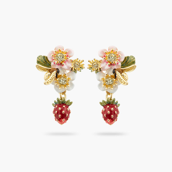 Wild Strawberry and Strawberry Flower Post Earrings – Les Néréides