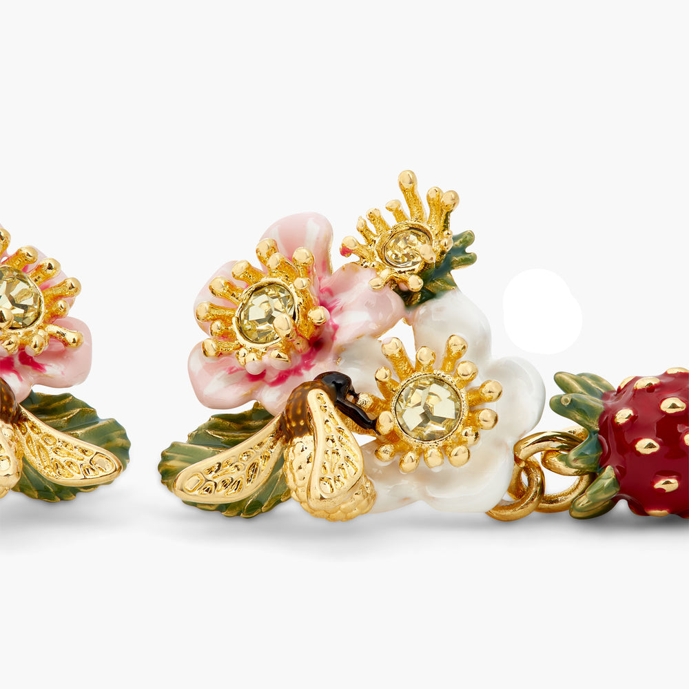 Wild Strawberry and Strawberry Flower Post Earrings