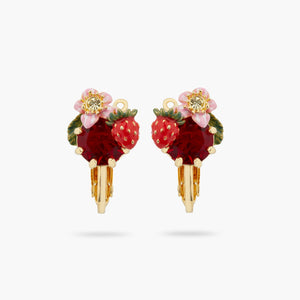 
            
                Load image into Gallery viewer, Wild Strawberry and Red Stone Clip-On Earrings
            
        