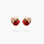 Wild Strawberry and Red Stone Post Earrings