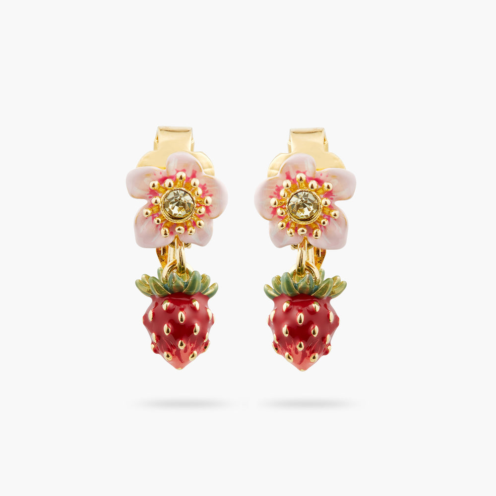 Wild Strawberry and Rose Clip-On Earrings