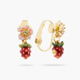Wild Strawberry and Rose Clip-On Earrings