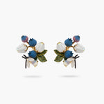 Blueberry, White Flower and Firefly Post Earrings
