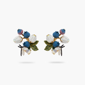 
            
                Load image into Gallery viewer, Blueberry, White Flower and Firefly Post Earrings
            
        