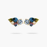 Blueberry and Round Cut Stone Post Earrings