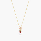 Wild Strawberry and Pink Flower Pendant Necklace