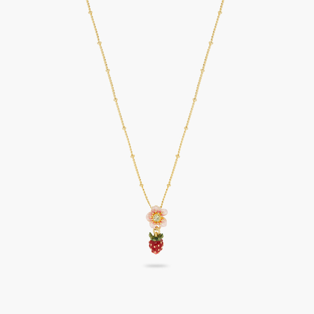 Wild Strawberry and Pink Flower Pendant Necklace – Les Néréides