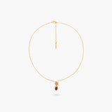 Wild Strawberry and Pink Flower Pendant Necklace