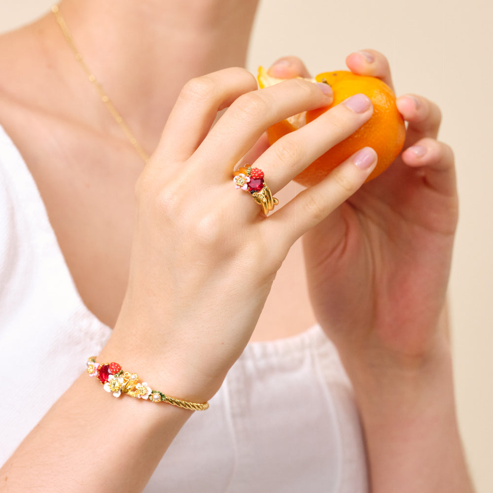 Wild Strawberry, Bumblebee and Round Stone Cocktail Ring