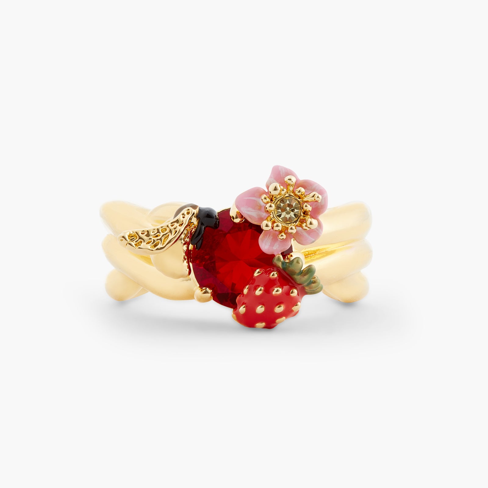 Wild Berry Rings Wild Strawberry, Bumblebee and Round Stone Cocktail Ring – Les Néréides