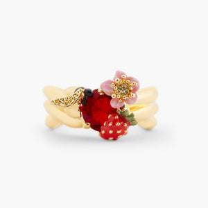 Wild Strawberry, Bumblebee and Round Stone Cocktail Ring