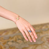 Blueberry and Round Stone Adjustable Ring