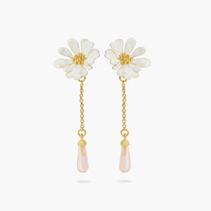 
            
                Load image into Gallery viewer, White Flower and Pink Pearl Post Earrings
            
        
