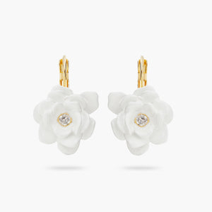 
            
                Load image into Gallery viewer, Gardenia and Cut Stone Sleeper Earrings
            
        