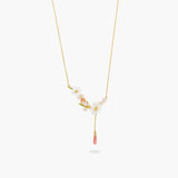 Flower Bouquet and Pink Pearl Statement Necklace