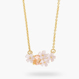Verbena Flower and Round Stone Statement Necklace