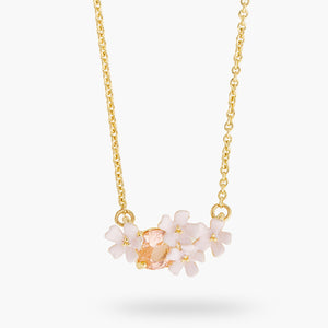 Verbena Flower and Round Stone Statement Necklace