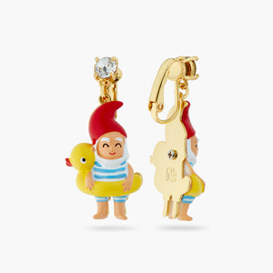 N2 Garden Gnome and Inflatable Duck Ring Clip-On Earrings