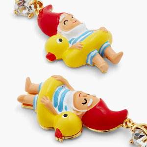 N2 Garden Gnome and Inflatable Duck Ring Clip-On Earrings