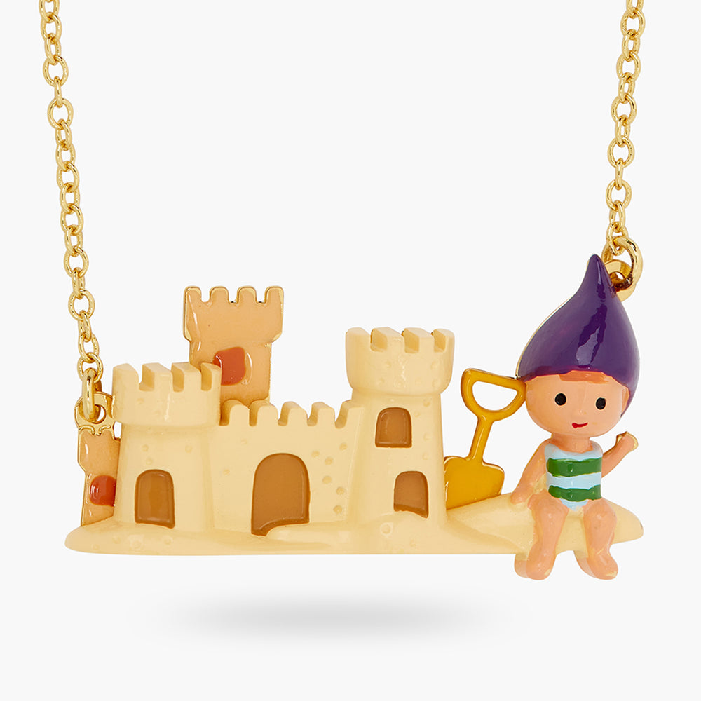 N2 Little Garden Gnome and Sandcastle Statement Necklace