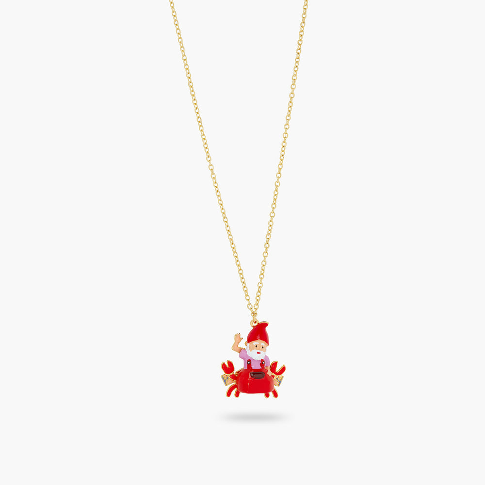 N2 Garden Gnome and Red Crab Pendant Necklace