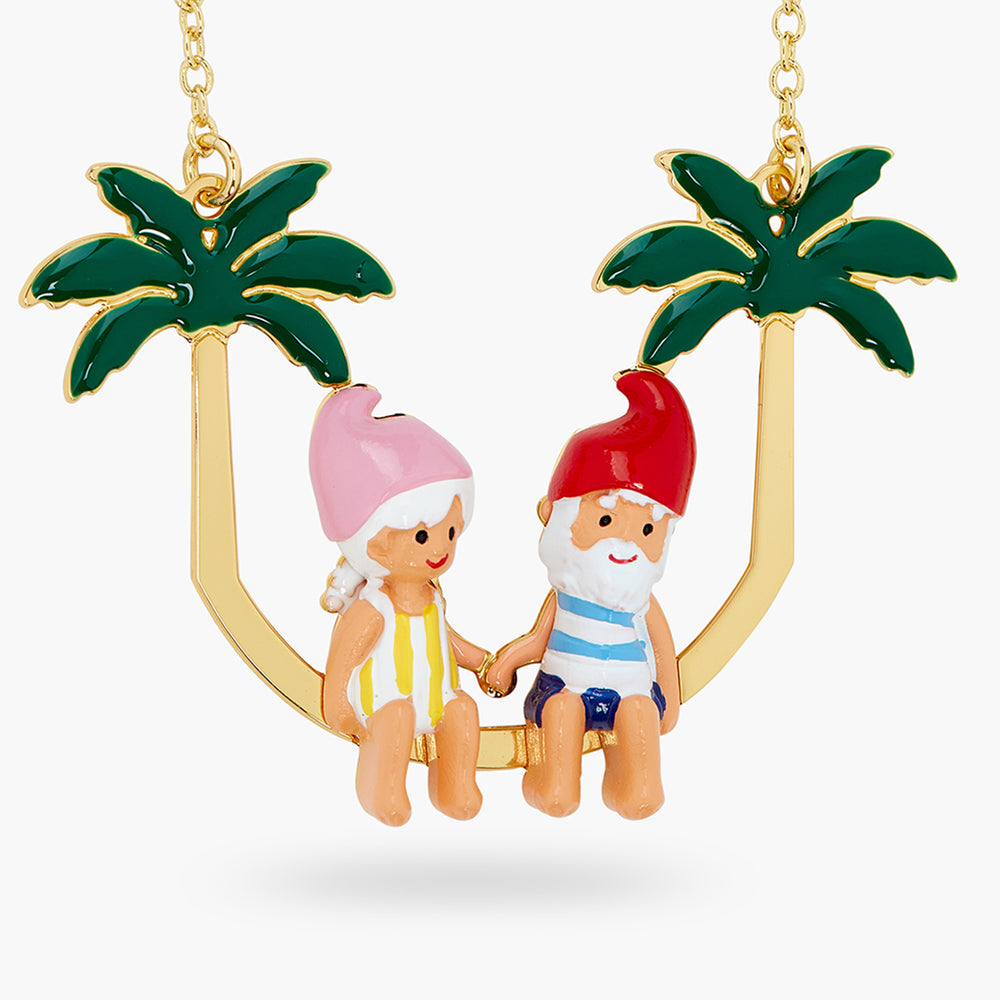 N2 Toadstool Family Couple and Palm Tree Statement Necklace