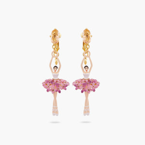 Ballerina, Stone and Enameled Flower Bouquet Clip-On Earrings
