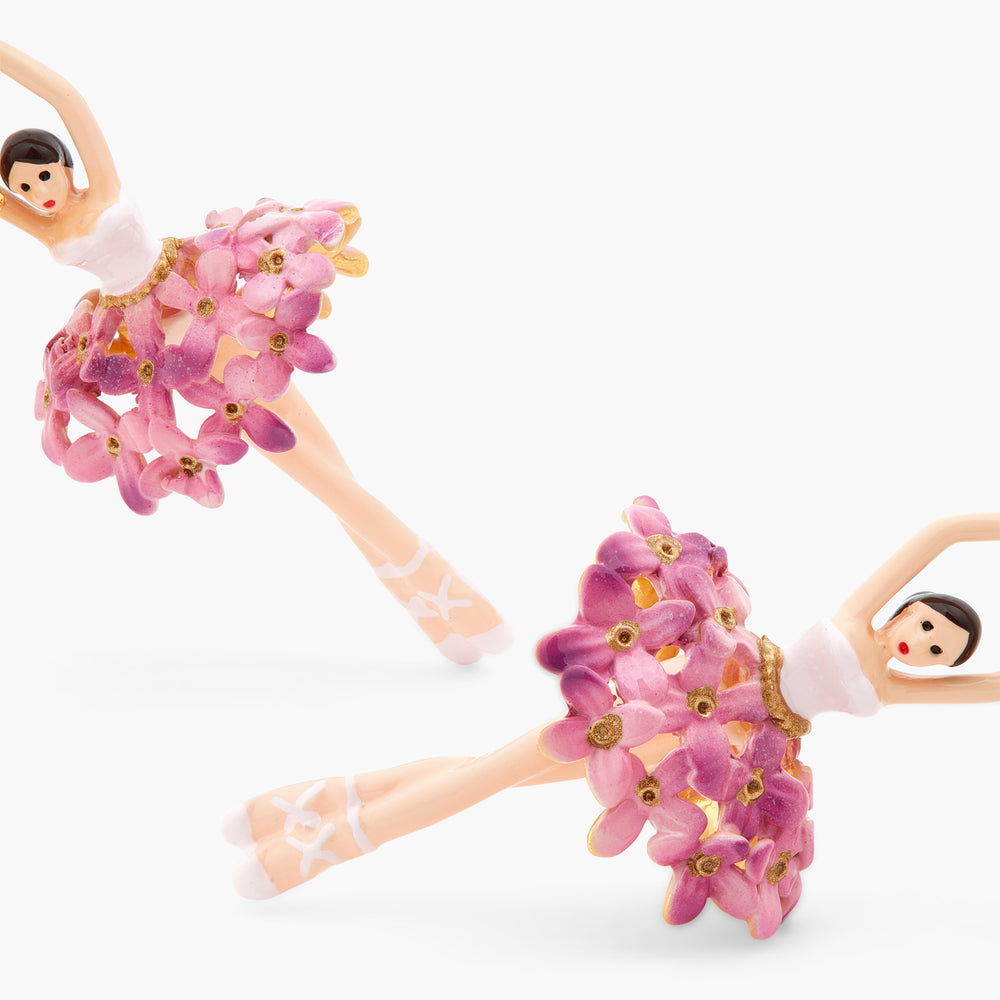 Ballerina, Stone and Enameled Flower Bouquet Clip-On Earrings