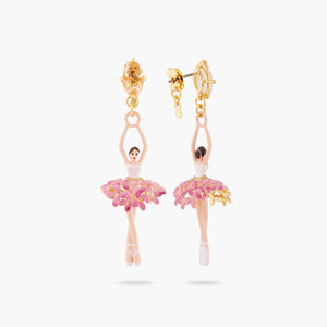 Ballerina, Stone and Enameled Flower Bouquet Post Earrings