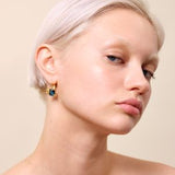 Gold Stars and Square Stone Post Earrings