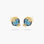 Gold Stars and Square Stone Post Earrings