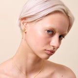 Gold Stars and Square Stone Pendant Necklace