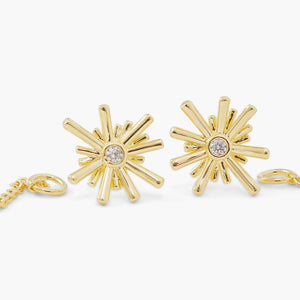 Gold Stars and White Stone Dangling Post Earrings