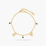 Gold Stars and Midnight Blue Tone Charm Bracelet